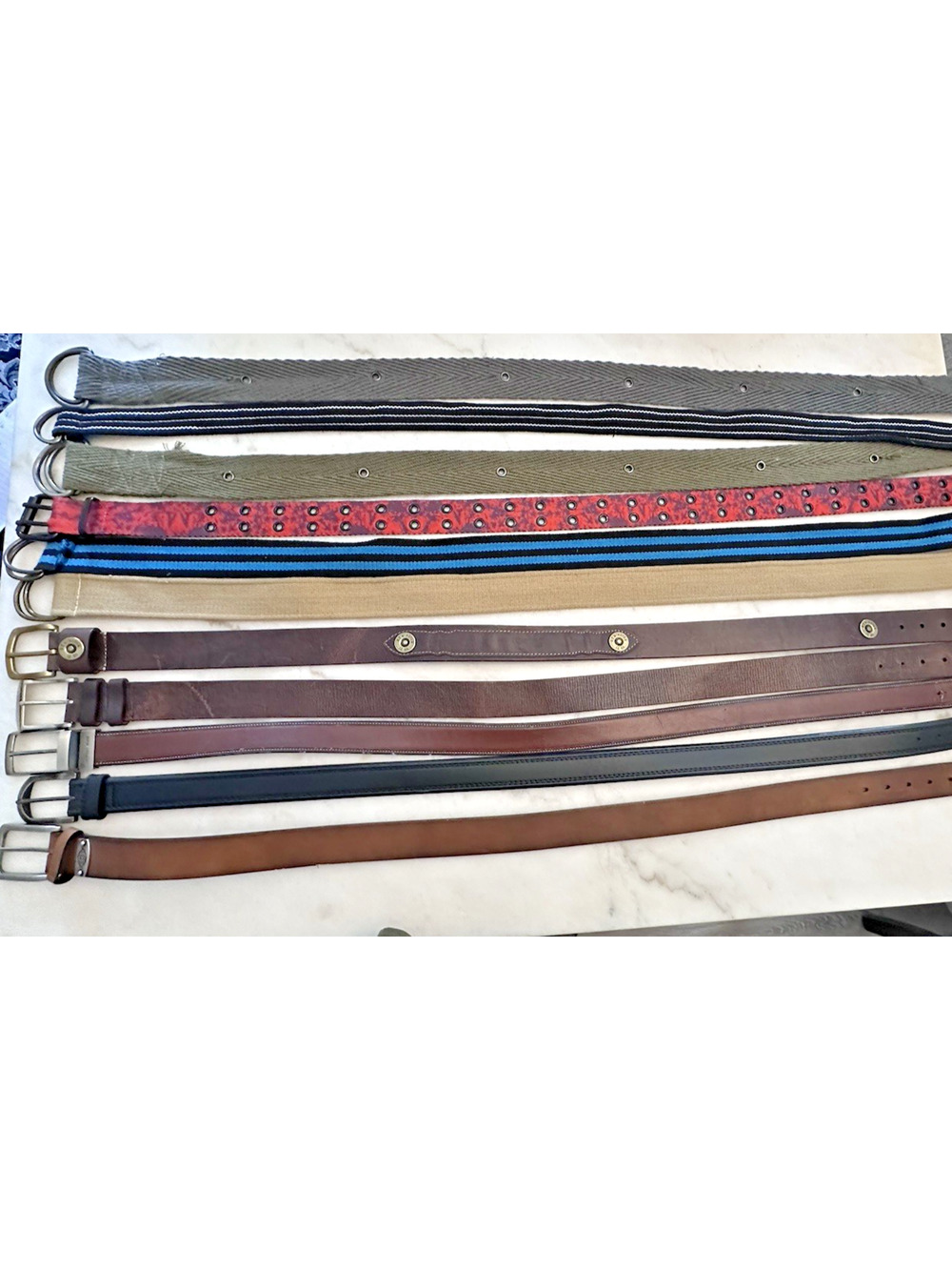 Lot 11 Belts Mens 36 / 38 Brown Black Blue Red Leather Remington Dickies Buckle